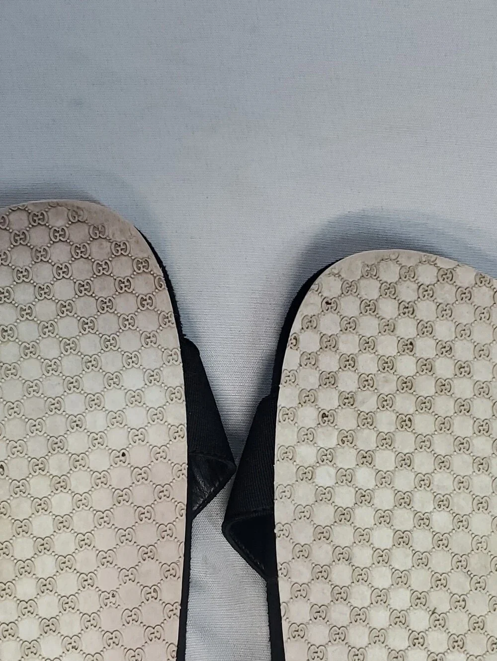 Gucci Black Web Stripe Logo Slide Sandals Slip-On Men's Size 7.5G